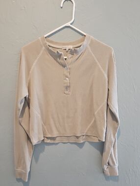 Buckle Fitz And Eddi Supply Sand Long Sleeve Ribbed Henley Top
